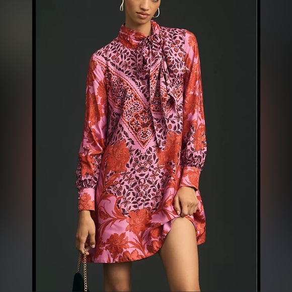 Anthropologie Dresses & Skirts - Anthropologie x Maeve Printed Tie Neck Mini Dress